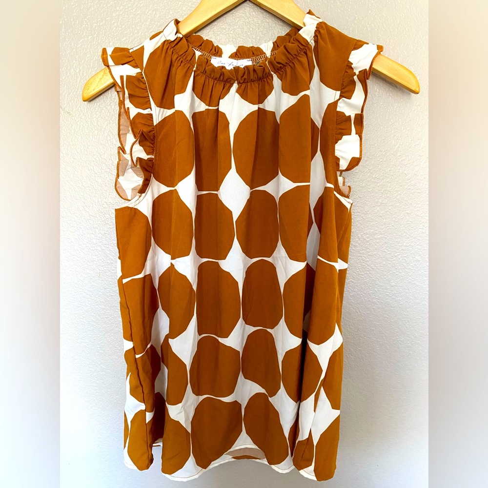 Ces Femme Summer Polka Dot Top Size Small